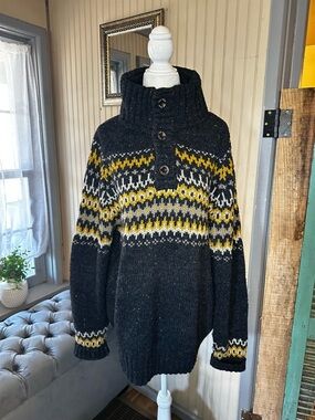 Fat Face Wool Blend Fair Isle Sweater Womens L Chunky Nordic Pullover Oversized